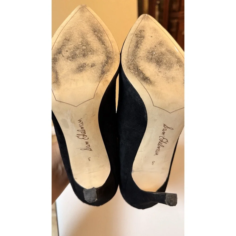 Sam Edelman Hazel Black Suede Pointed Toe Pumps Women's Size 8 Heels